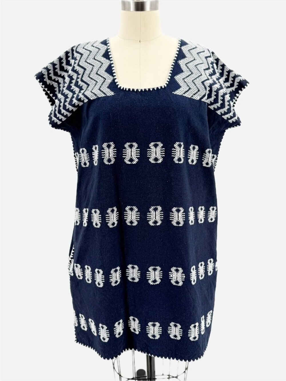 Pippa Holt Kaftan No.120 Single panel mini kaftan navy white vaca breathable O/S - Picture 3 of 10
